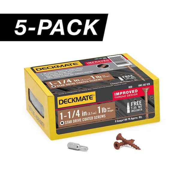 DECKMATE 5-Pack #8 x 1-1/4 in. Red Star Drive Flat-Head Wood Deck Screw (5 lb / 930-Piece)