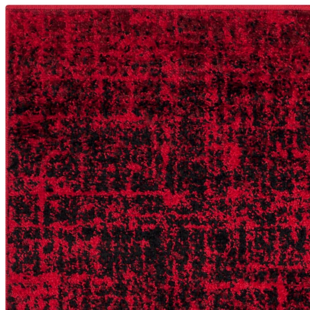 Red and Black Synthetic Circle Area Rug, 2'-6" x 4'