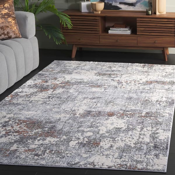 Scarlett 9 ft. x 12 ft. Gray/Ivory Rust Abstract Distressed Area Rug