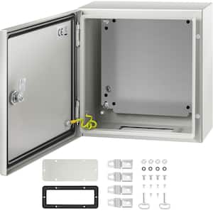 Electrical Enclosure 12 in. x 12 in. x 6 in. IP66 Waterproof NEMA 4X Cabon Steel Junction Box with Mounting Plate, Gray
