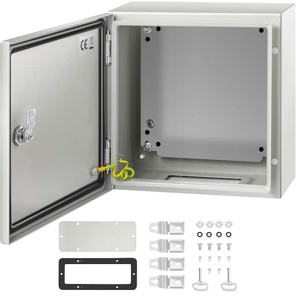 VEVOR Electrical Enclosure 12 in. x 12 in. x 6 in. IP66 Waterproof NEMA 4X Cabon Steel Junction Box with Mounting Plate, Gray