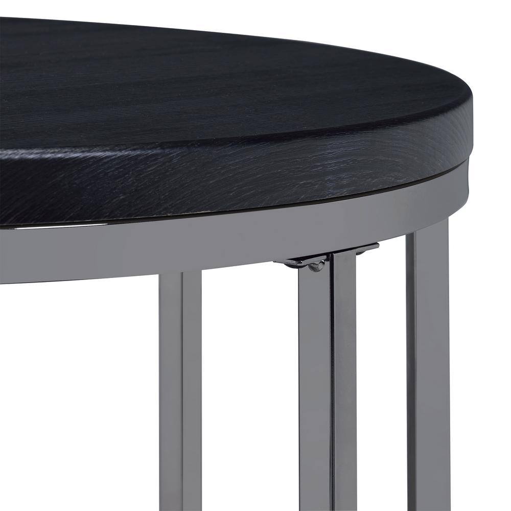 Sleek 23" Kendall Round Black Wood & Chrome Metal End Table
