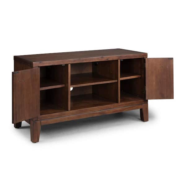 HOMESTYLES Bungalow 44 in. Brown Wood TV Stand Fits TVs Up to 50 in. with Storage Doors