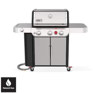 Genesis S-335 3-Burner Natural Gas Grill in Stainless Steel with Grill Cover
