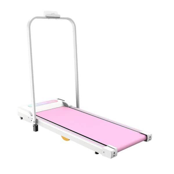 2.5 HP 5 MPH Pink Portable Under Desk Treadmill with Handle Remote Control LED Display