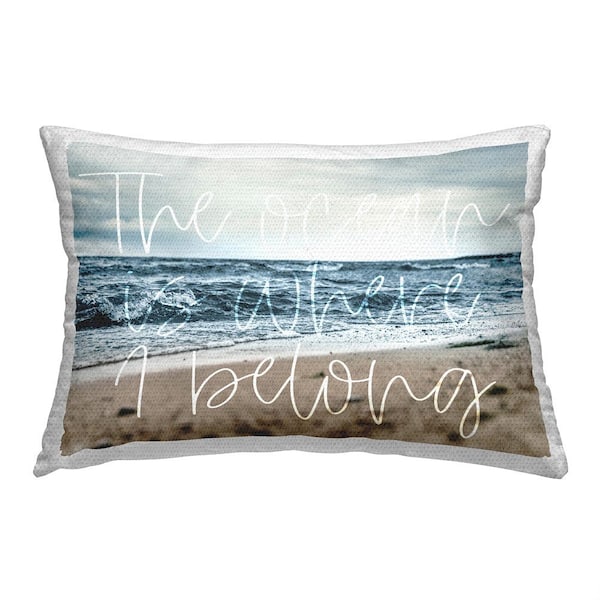 Ocean Where I Belong Blue Rectangular Outdoor Throw Pillow