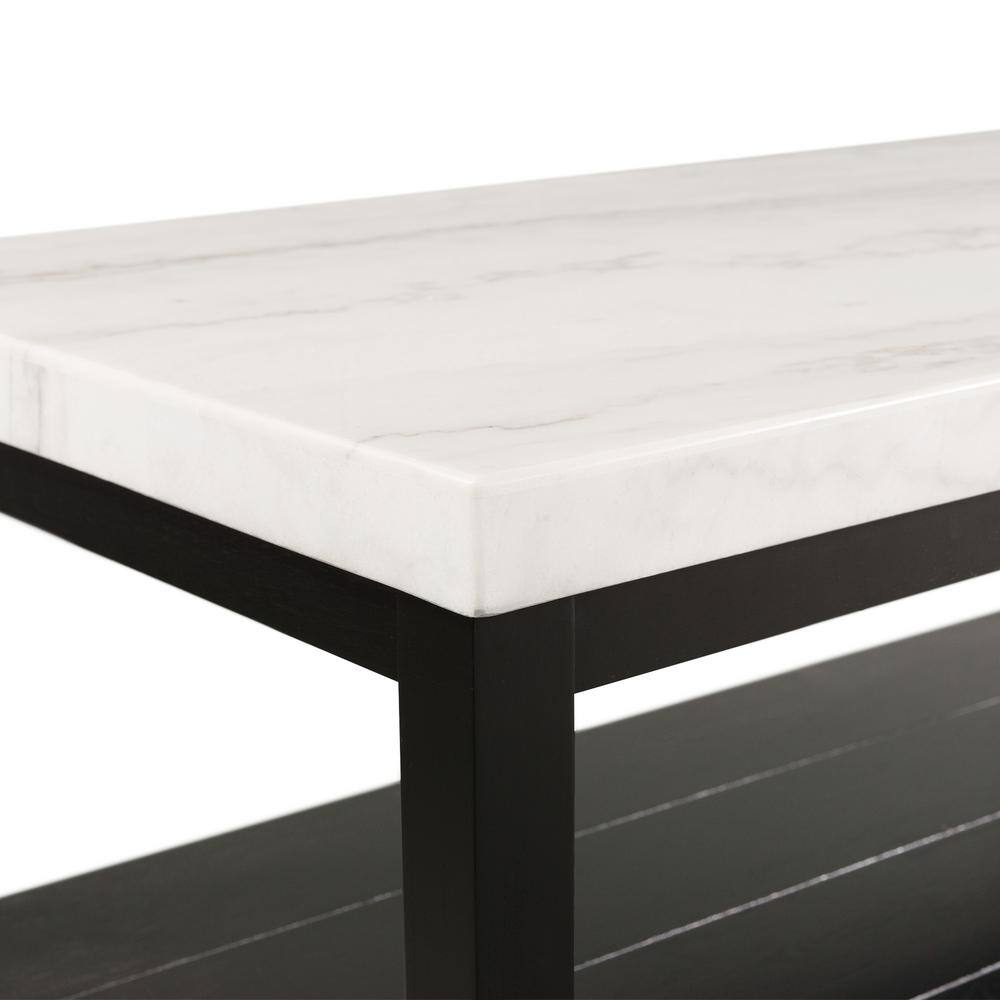 Evie Contemporary Black and White Marble-Top Console Table with Storage