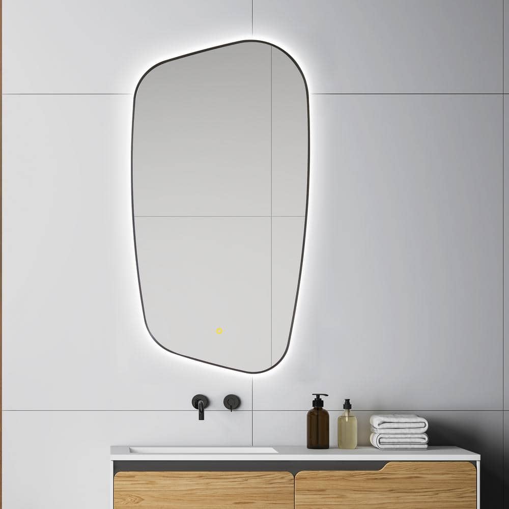 Florian 26" x 48" Black Aluminum LED Vanity Mirror