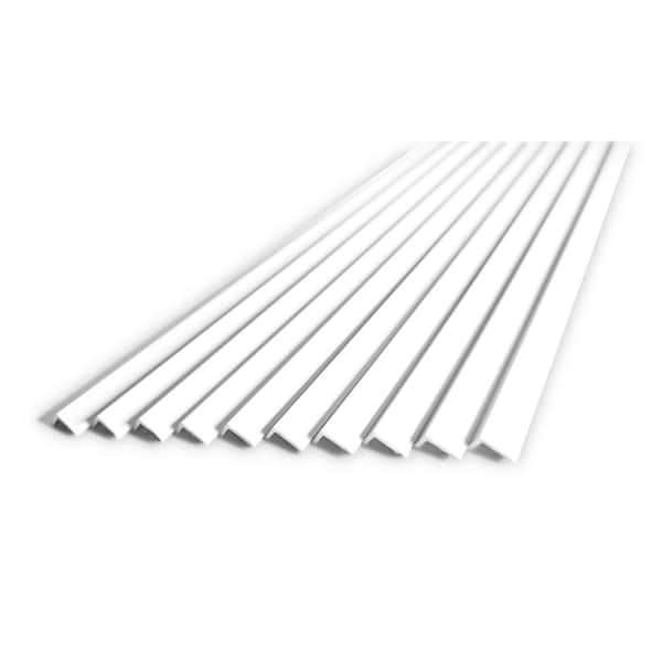 sunwings Matte White 36 in. x 0.18 in. Aluminum Peel and Stick Backsplash Tile Edge Trim (10 Piece)