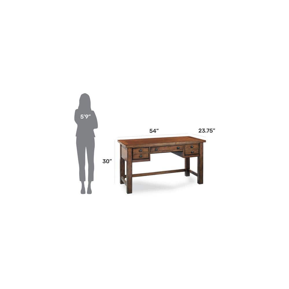 Tahoe Aged Maple Executive Desk with Keyboard Tray and Drawers