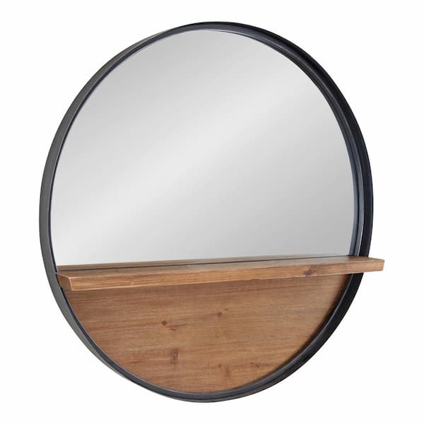 Kate and Laurel Owing 30 in. x 30 in. Classic Round Framed Black Wall Accent Mirror