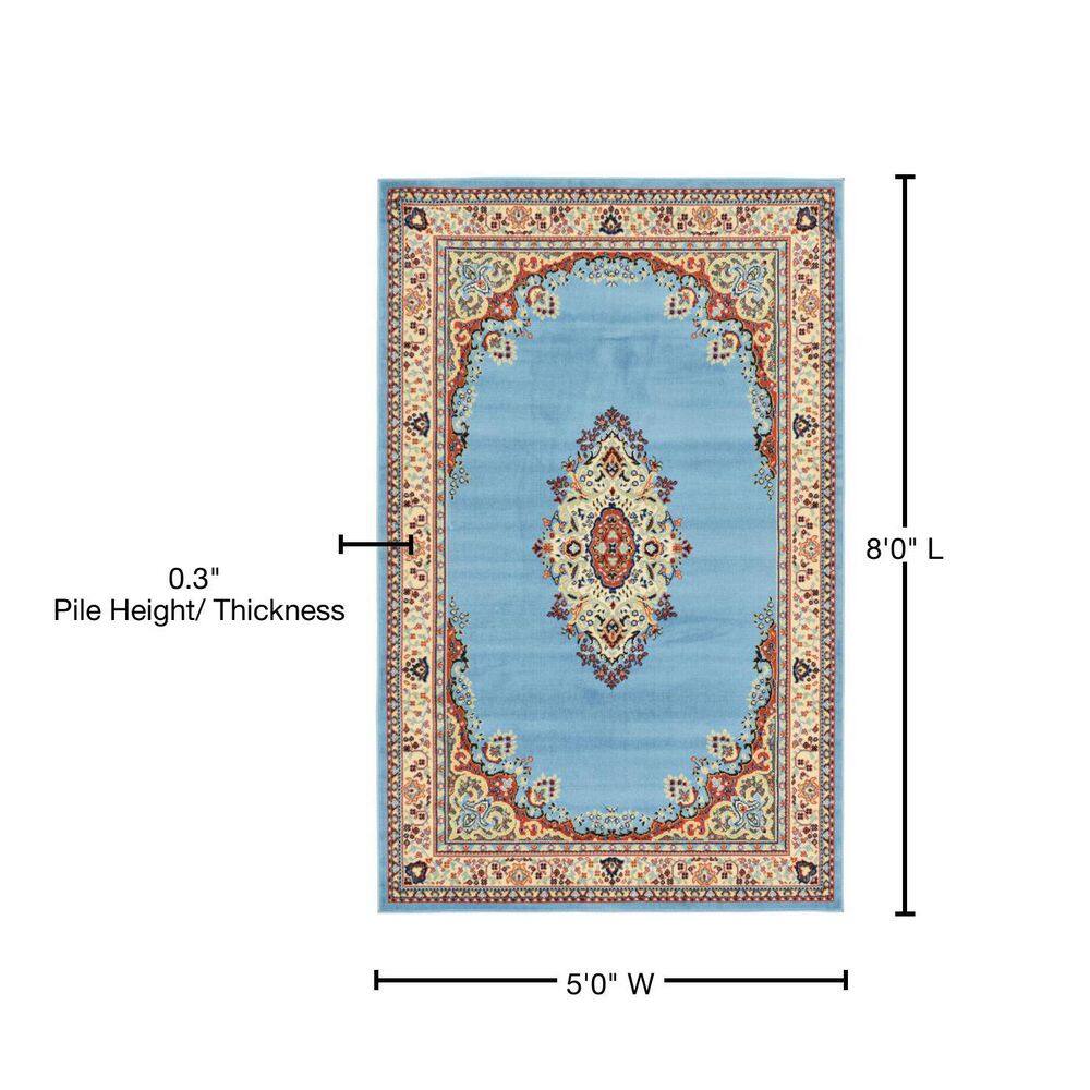 Amaya Light Blue Medallion 5' x 8' Synthetic Area Rug