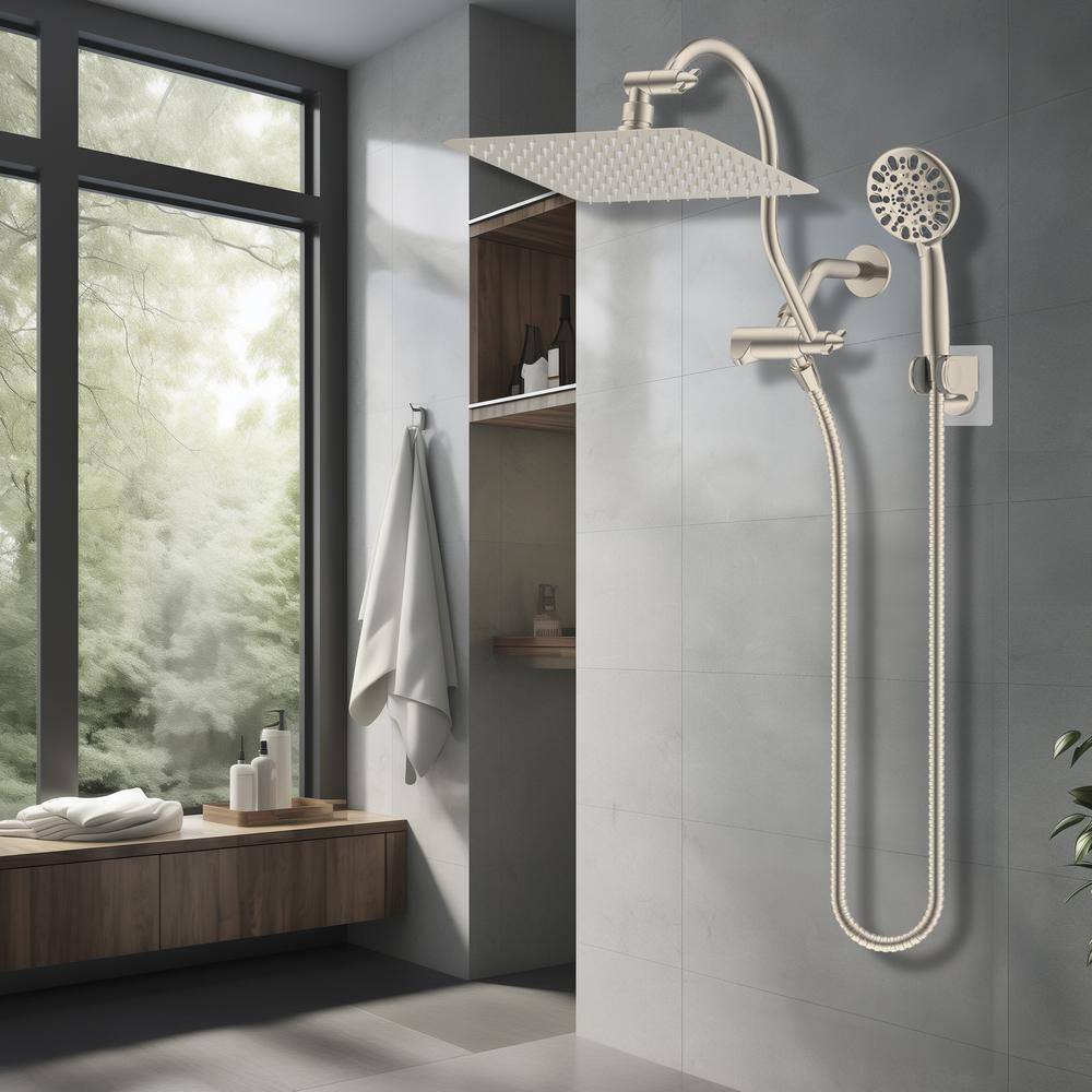 Brushed Nickel Dual Rainfall and Handheld Shower Head Combo