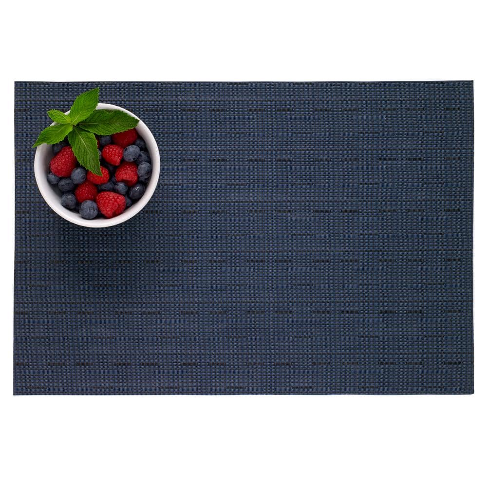 Grasscloth Blue Reversible Vinyl Indoor Outdoor Placemats, Set of 12