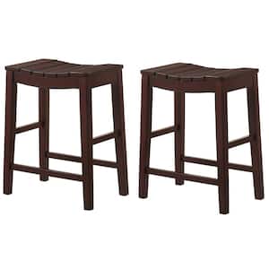 Whitcombe 24 in. Antique Red Backless Wood Bar Stool (Set of 2)