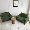 Uixe Mid-Century Modern Green Corduroy Fabric Upholstery Arm Chair with Wood Legs (Set of 2) SF0005-GN-2