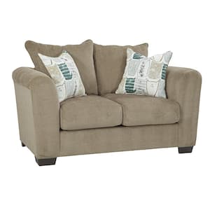 Soft Green Chenille 65 in. W Green Chenille Solid Chenille 2 Seat Loveseat with Two Fashionable Toss Pillows