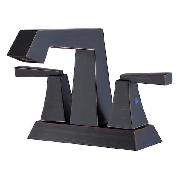 GIVING TREE 4 in. Centerset 2-Handle Bathroom Faucet with Pop Up Drain and Supply Lines in Oil Rubbed Bronze