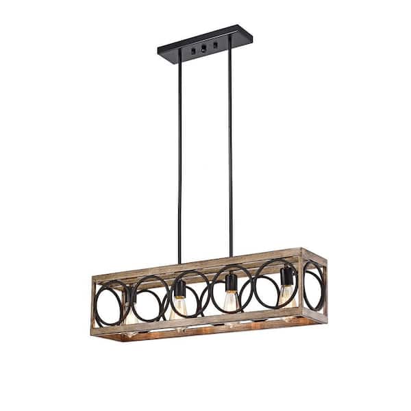 Warehouse of Tiffany Spencer 26 in. 4-Light Indoor Matte Black Finish Chandelier with-Light Kit