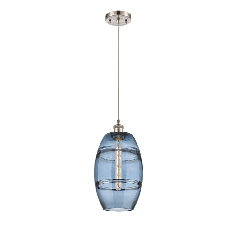 Vaz 100-Watt 1-Light Brushed Satin Nickel Standard Mini Pendant Light with Painted Glass Shade, No Bulbs Included price history on PriceWatchPro