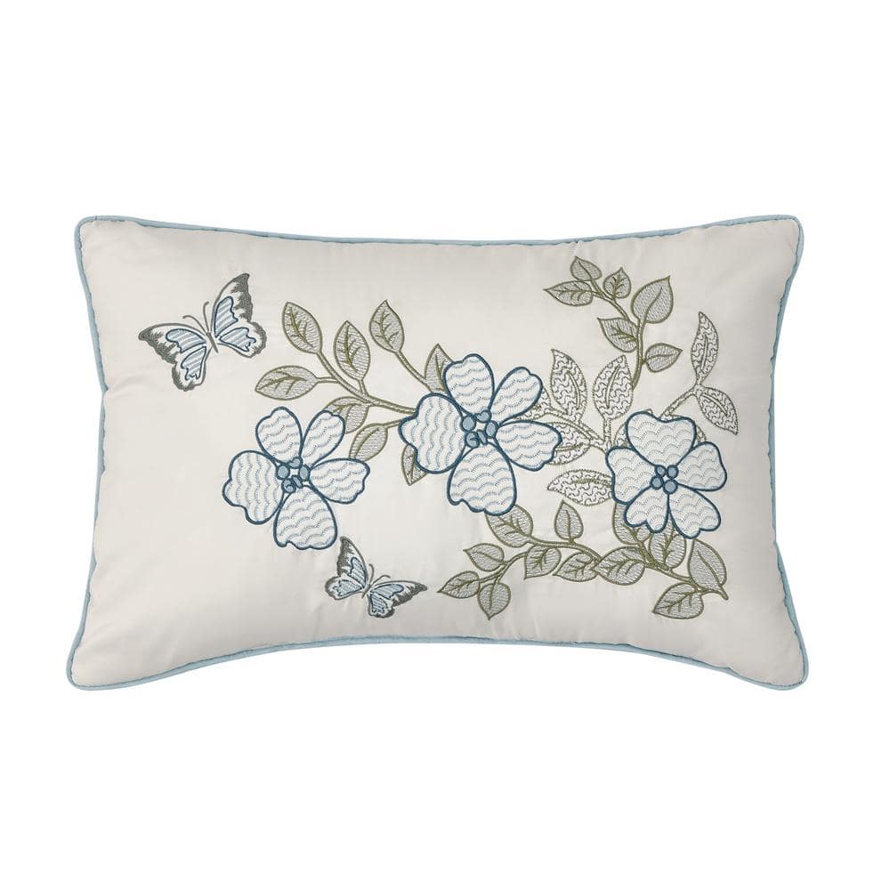 Elwood Blue Polyester Leaf Boudoir Decorative Throw Pillow 13 in. L x 21 in