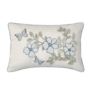 Elwood Blue Polyester Leaf Boudoir Decorative Throw Pillow 13 in. L x 21 in. W