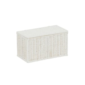Small Wicker White Basket with Lid
