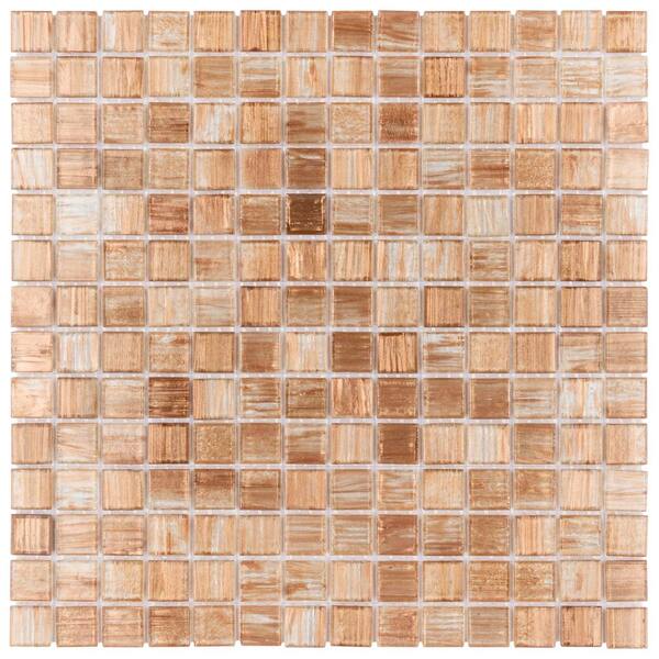 Merola Tile Coppa Tan Gold 12 in. x 12 in. Glass Mosaic Tile (13.27 sq. ft. / Case)