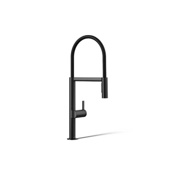 Components 1 Handle Deck Mount Standard Kitchen Faucet in Matte Black