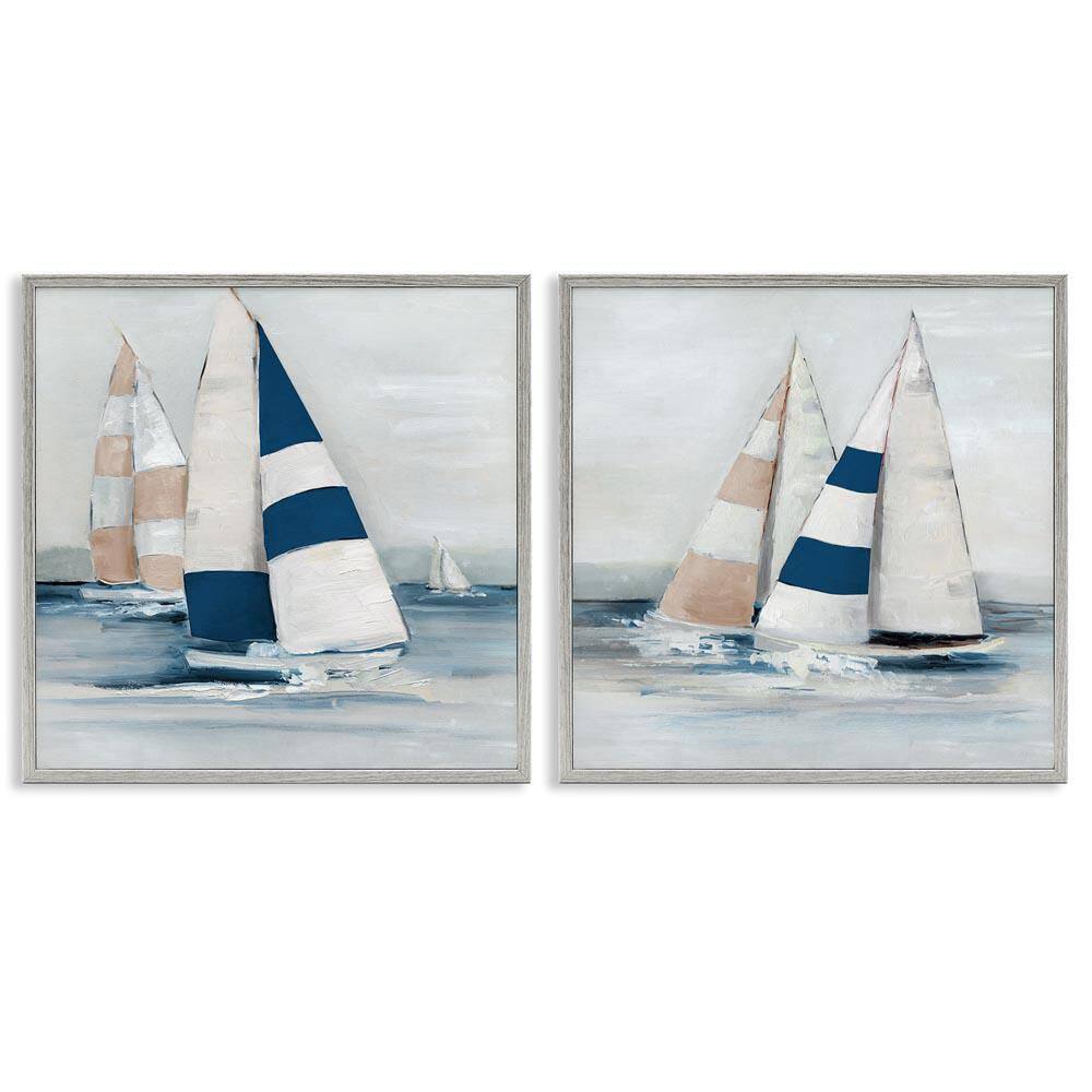 Sailboat Fleet Voyage by Sally Swatland 2-Piece Gray Framed Travel Giclee Art Print 17 in. x 17 in. price history on PriceWatchPro