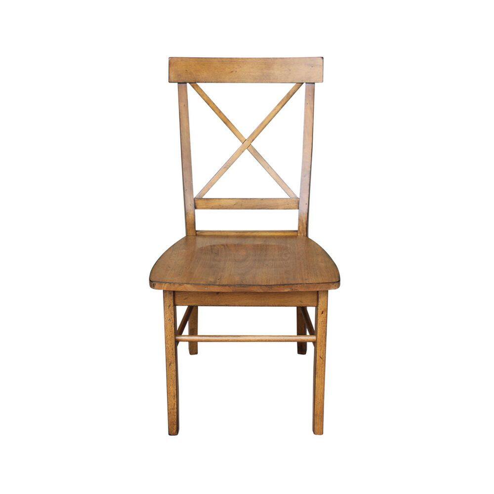 Elegant Pecan Brown Solid Wood Cross-Back Side Chair