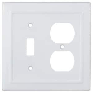 Architectural 2-Gang 1-Toggle/1-Duplex Wall Plate (Classic White)