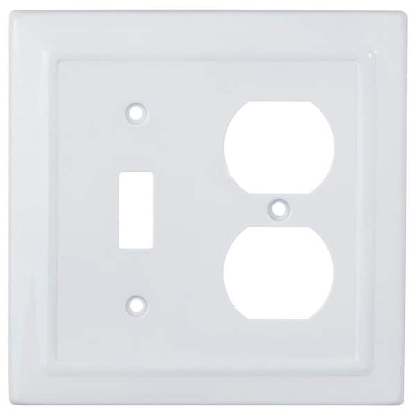 Monarch Abode Architectural 2-Gang 1-Toggle/1-Duplex Wall Plate (Classic White)
