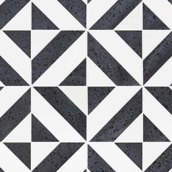 Ivy Hill Tile Lupa Diagonal Pepper 11.81 in. x 11.81 in. Polished Marble and Terrazzo Mosaic Floor and Wall Tile (0.96 Sq. Ft./Each)