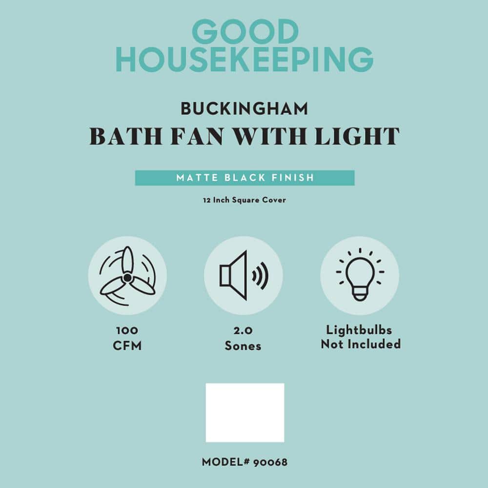 Matte Black Decorative Bathroom Ventilation Fan with Light