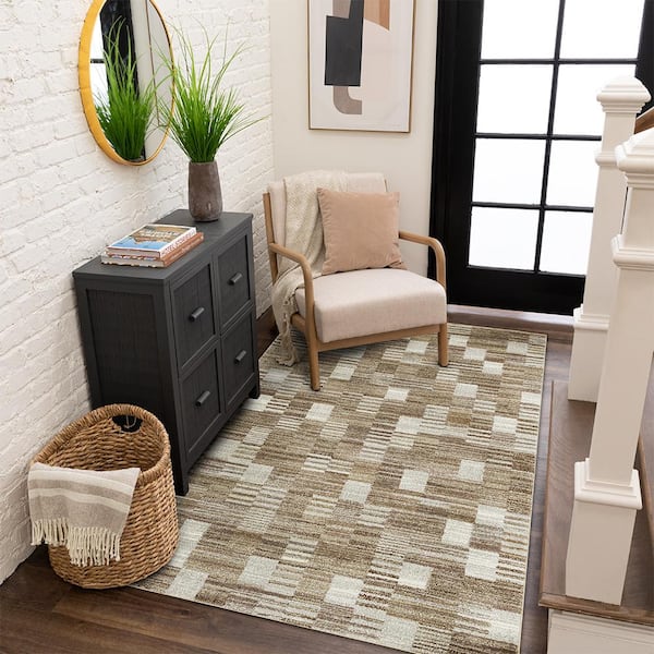 Pernette Beige 5 ft. 3 in. x 7 ft. Geometric Area Rug