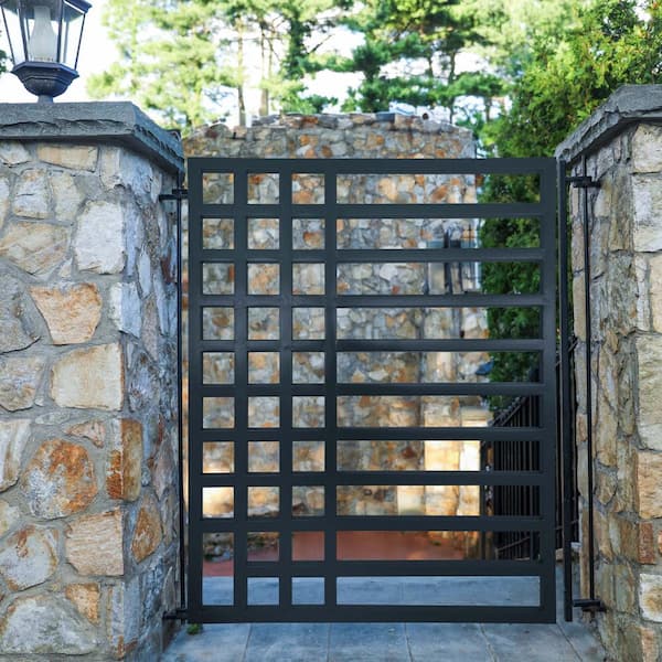 ALEKO 4 ft. x 5 ft. Kyiv Style Black Steel Pedestrian Fence Gate