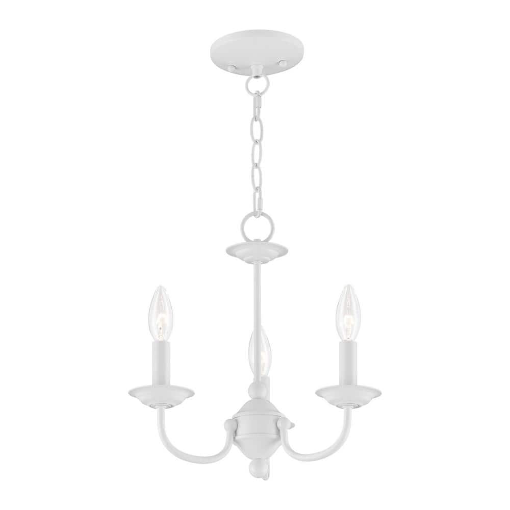 Elegant Mini 3-Light Candle Chandelier in Classic White