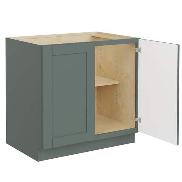 MILL'S PRIDE Richmond Aspen Green 34.5 in. H x 36 in. W x 24 in. D Plywood Laundry Room Sink Base Cabinet with 1 Shelf