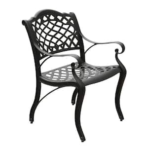 Ornate Black Cast Aluminum Outdoor Dining Chair