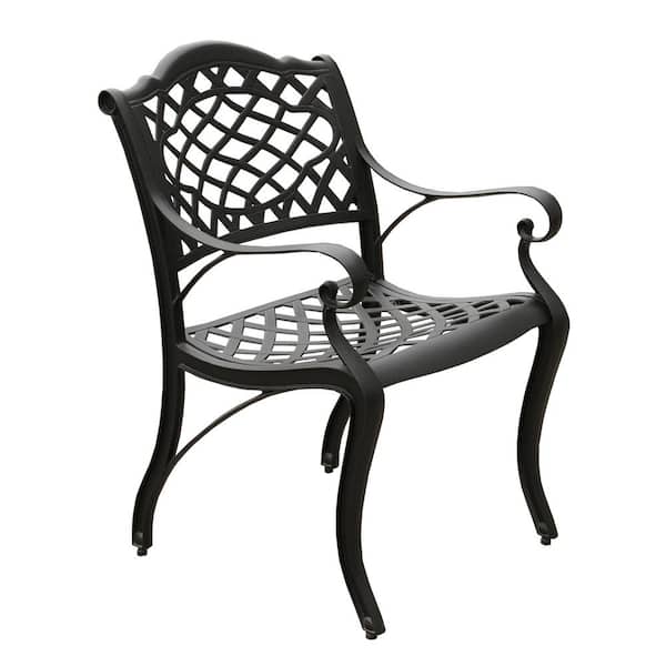 Oakland Living Ornate Black Cast Aluminum Outdoor Dining Chair