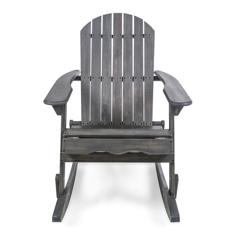 Dark Grey Acacia Wood Adirondack Rocking Chair with Arms