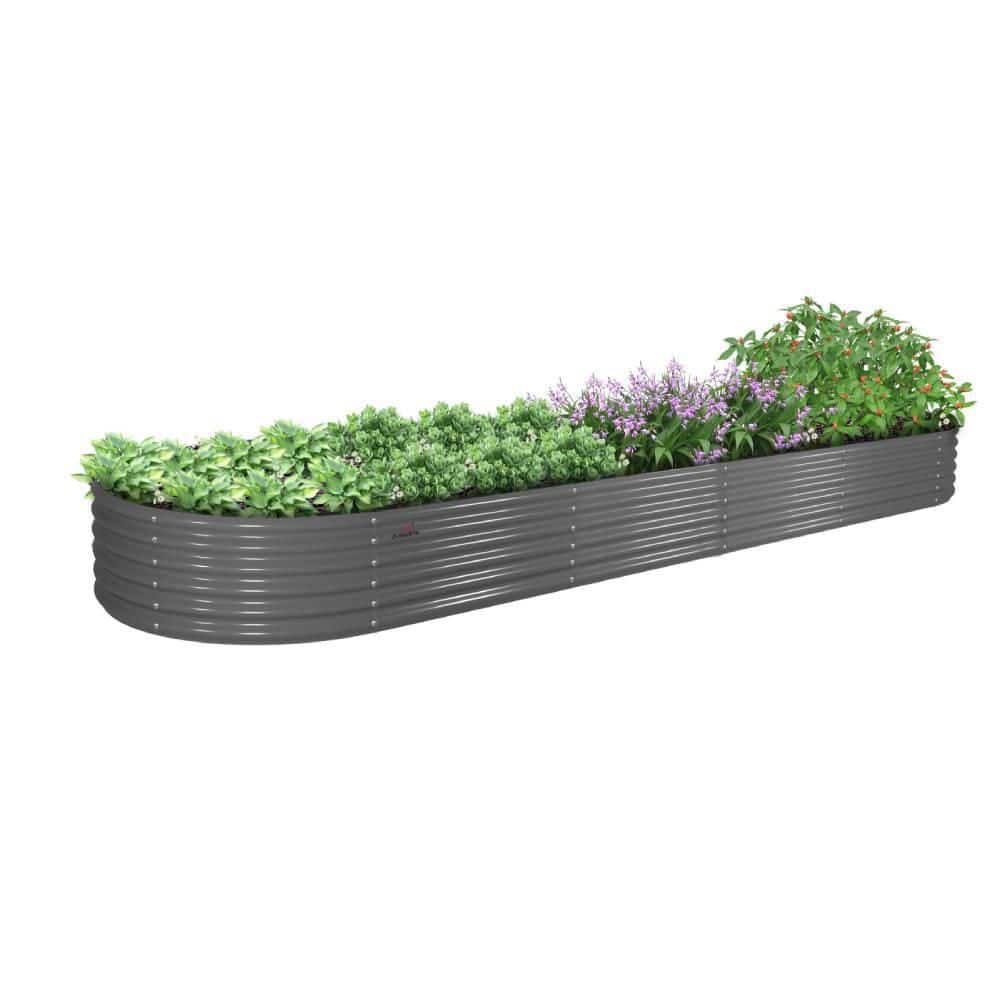 12 x 3 x 1.5 ft. Oval Galvanized Steel Raised Garden Beds in Quartz Gray fo