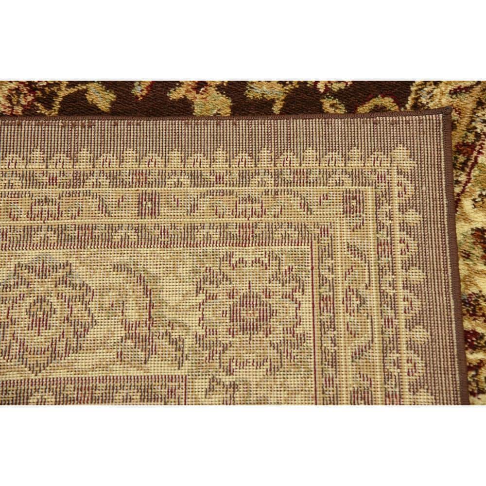 Brown Floral Rectangular Synthetic Stain-Resistant Area Rug