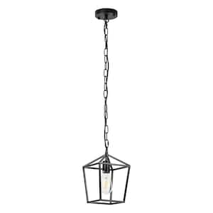 1-Light 60-Watt Industrial Lantern Mini Pendant Light with Clear Glass Shade and Edison Bulb