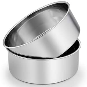 2-Piece 8 in. Stainless Steel Cake Pans Set, Non Toxic and Heavy Duty, Deep Side and Mirror Finish, Dishwasher Safe