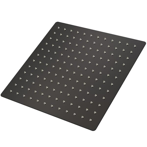 Novatto 1-Spray Patterns with 2.5 GPM 10 in. Square Wall Mount Rain Fixed Shower Head in Matte Black