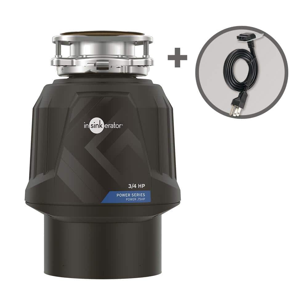 InSinkErator Power .75HP, 3/4 HP Garbage Disposal, Continuous Feed Food Waste Disposer with EZ Connect Power Cord Kit -  80543-ISE