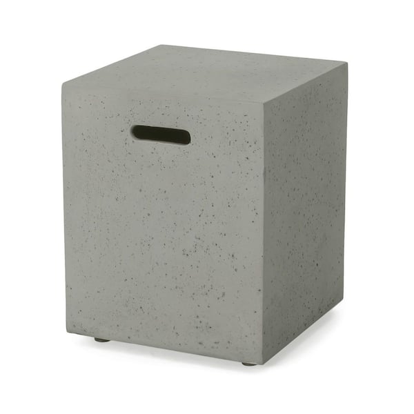 Unbranded Propane Tank Cover Table 16.25 in. Outdoor Gas Tank Storage Side Table Fits 20 lbs. Propane Gas Tank Table in Light Gray