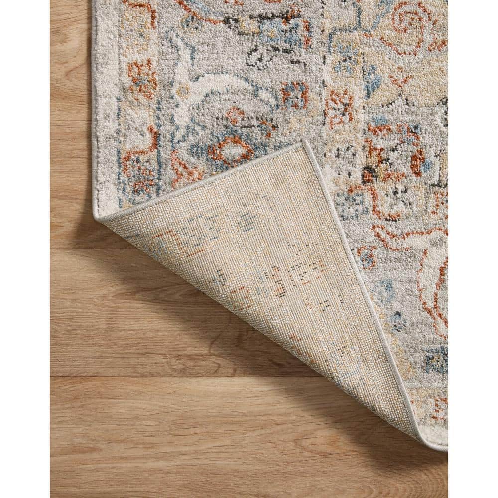 Ivory and Multi Polyester Round 5'-3" Area Rug